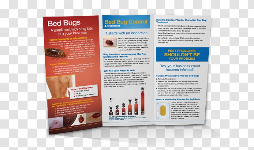 Bed Bug Brochure Pest Control Rat - Hulett Environmental Services - Trifold Transparent PNG