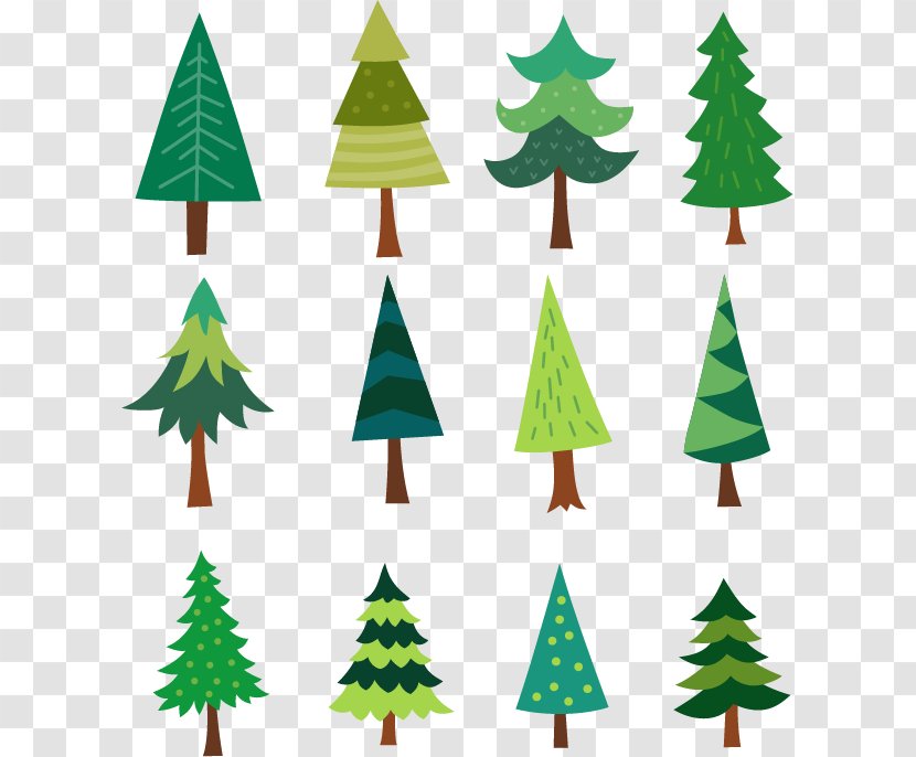 Christmas Tree Pine Drawing Clip Art - Branch - Hand-painted Composition Transparent PNG