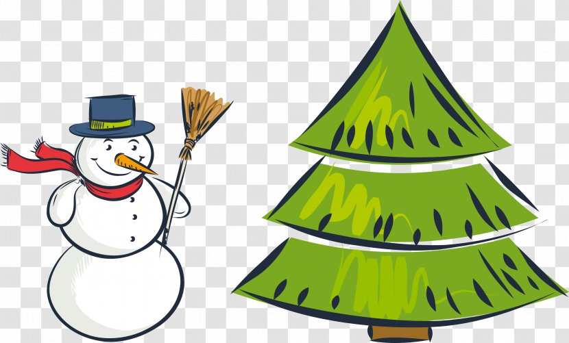 Christmas Tree Snowman - Decoration - Vector Transparent PNG