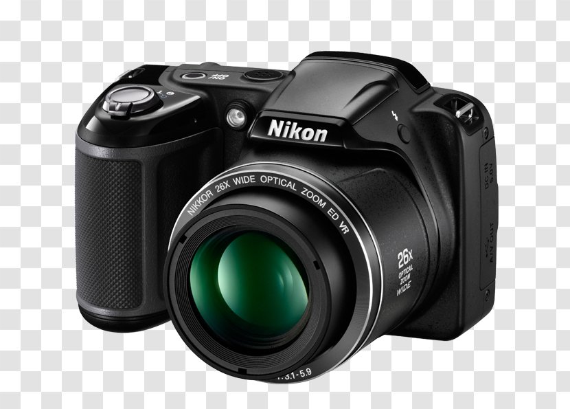 Nikon Coolpix L340 20.2 MP Compact Digital Camera - Zoom Lens - 720pBlack Point-and-shoot Mp With 28x Optical ZoomCamera Transparent PNG