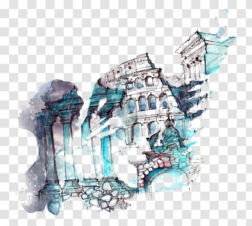 Watercolor Painting Architecture Albom - Artikel - Incomplete Iceberg Picture Material Transparent PNG