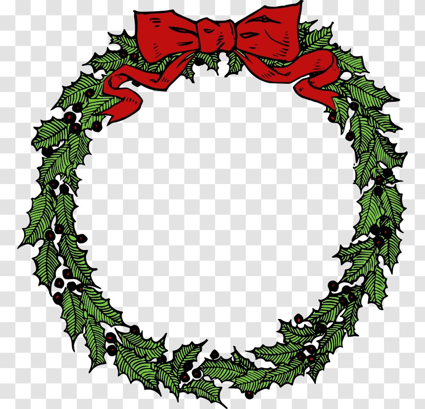 Christmas Card Wreath Garland Clip Art - Aquifoliaceae - Evergreen Cliparts Transparent PNG