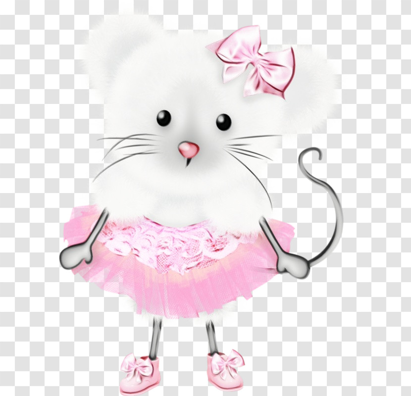 Pink Cat Cartoon Small To Medium-sized Cats Whiskers Transparent PNG