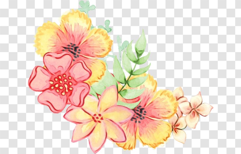 Watercolor Pink Flowers - Hawaiian Hibiscus - Cut Transparent PNG