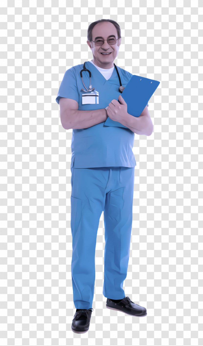 Standing Workwear Uniform Electric Blue Service - Scrubs Transparent PNG