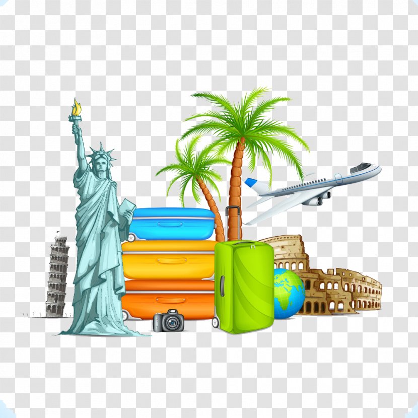 World Travel Tourism Tourist Attraction - Illustration - Architecture And Suitcase Transparent PNG