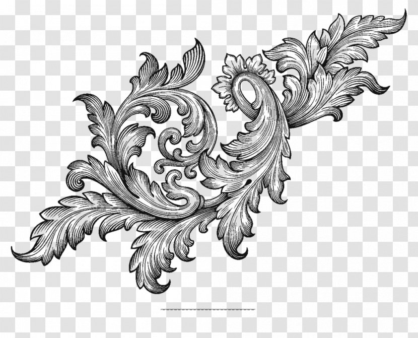 Baroque Ornament Scroll Acanthus - Engraving - Frame Transparent PNG