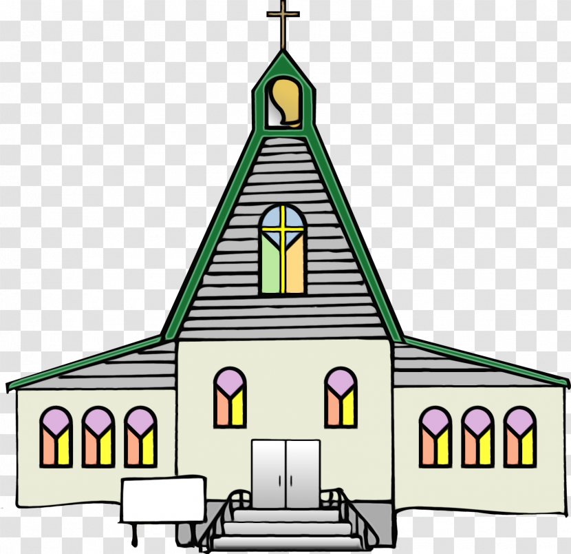 Church Cartoon - Watercolor - Roof Mission Transparent PNG