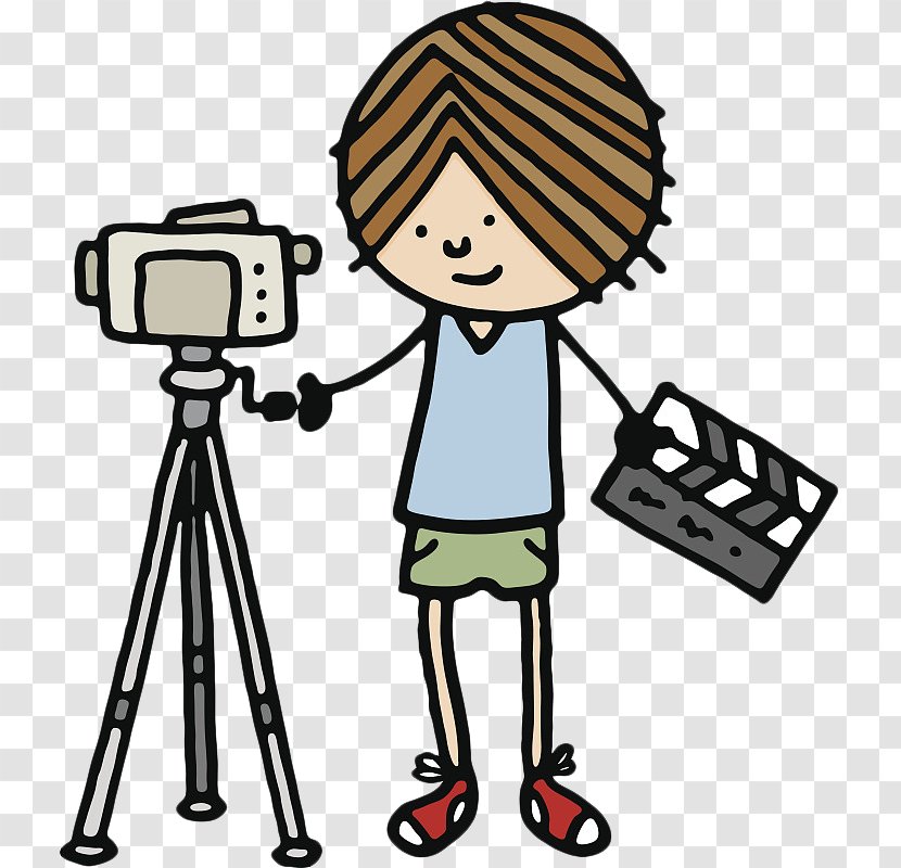 Camera Operator Cinematography Clip Art - Technology - Hand-painted Cartoon Characters With A Log Card And Transparent PNG