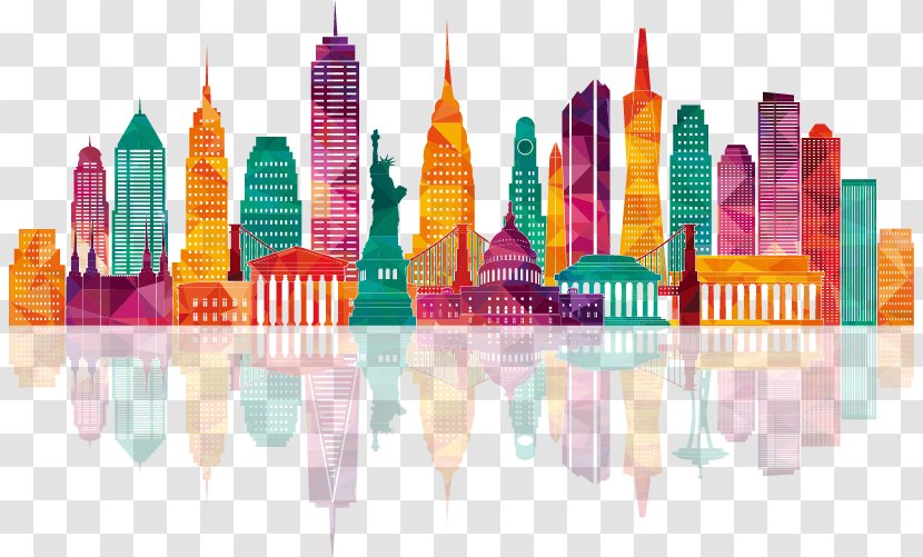New York City England Meridian Great Plains Hotel - Tour Operator - Colorful Building Silhouettes Transparent PNG