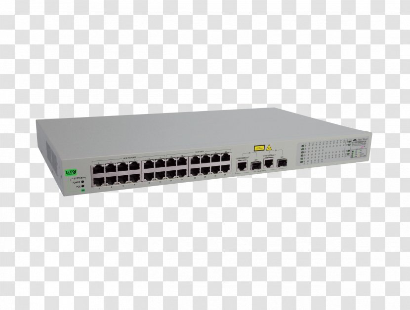 Network Switch RF Modulator Allied Telesis AT FS750/24POE WebSmart Ethernet Hub - Poe Transparent PNG