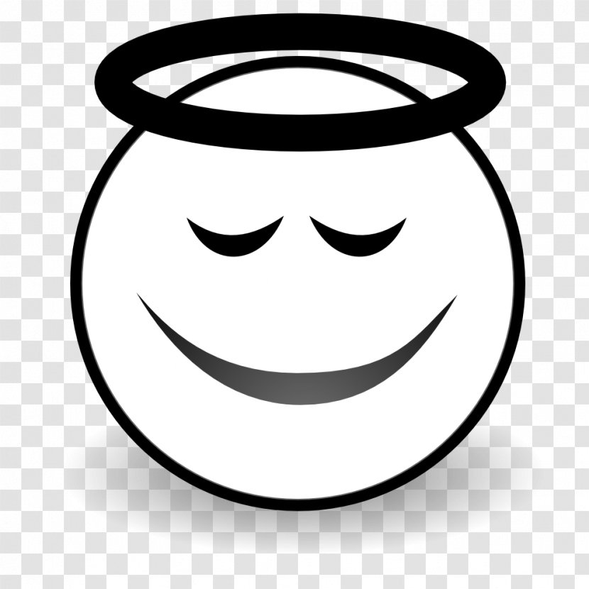 Angel Smiley Line Art Clip - Happiness - Black And White Transparent PNG