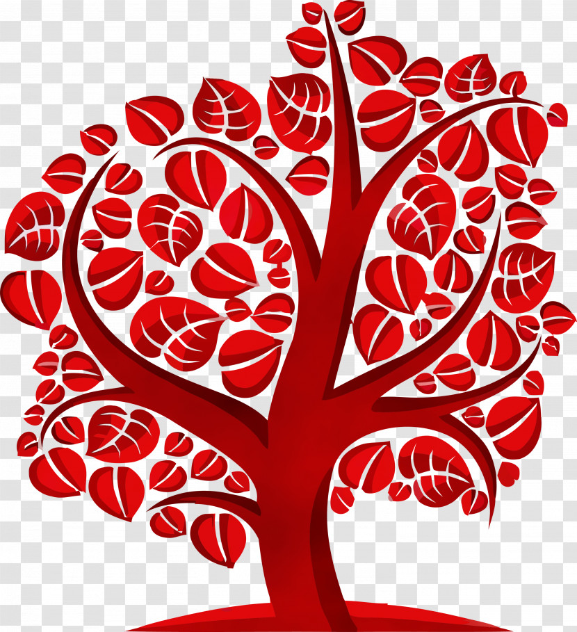 Red Leaf Plant Tree Heart Transparent PNG