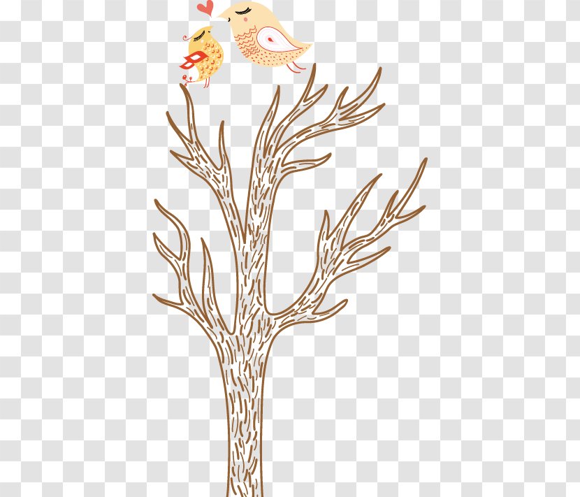 Tree Clip Art - Twig - Love Birds Hand-painted Branches Pattern Transparent PNG