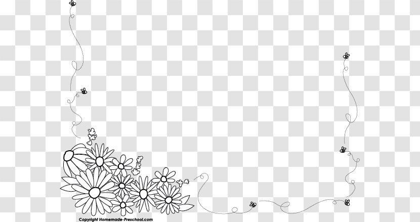 Cartoon Black And White Illustration - Watercolor Painting - Bee Border Cliparts Transparent PNG