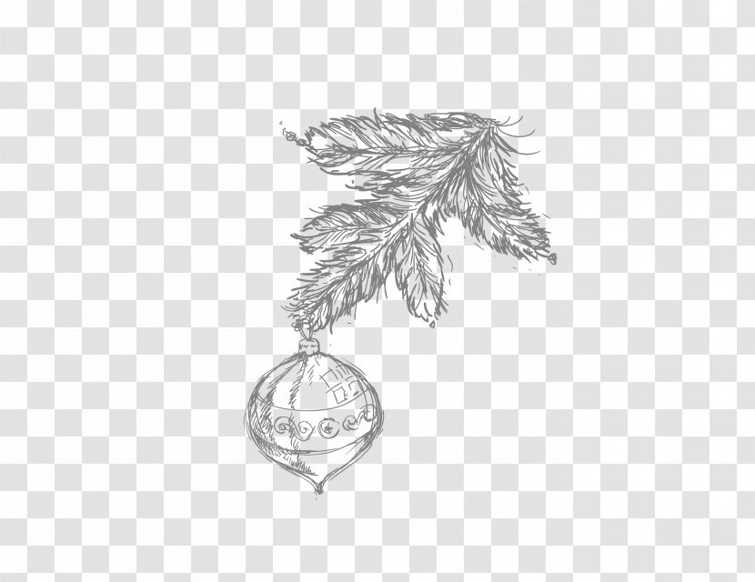 Drawing Christmas Tree Line Art - Artwork - Hand Painted Sketch Decoration Ball Transparent PNG