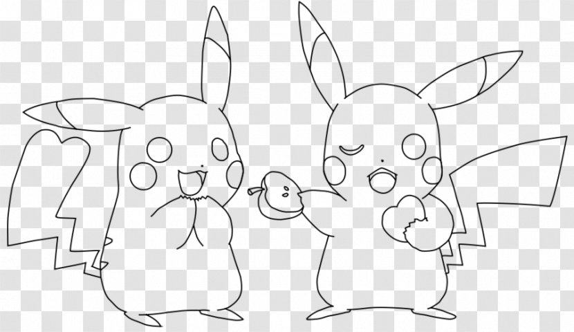 Pikachu Drawing Line Art Dog Breed Domestic Rabbit - Tree - Couple Sketch Transparent PNG