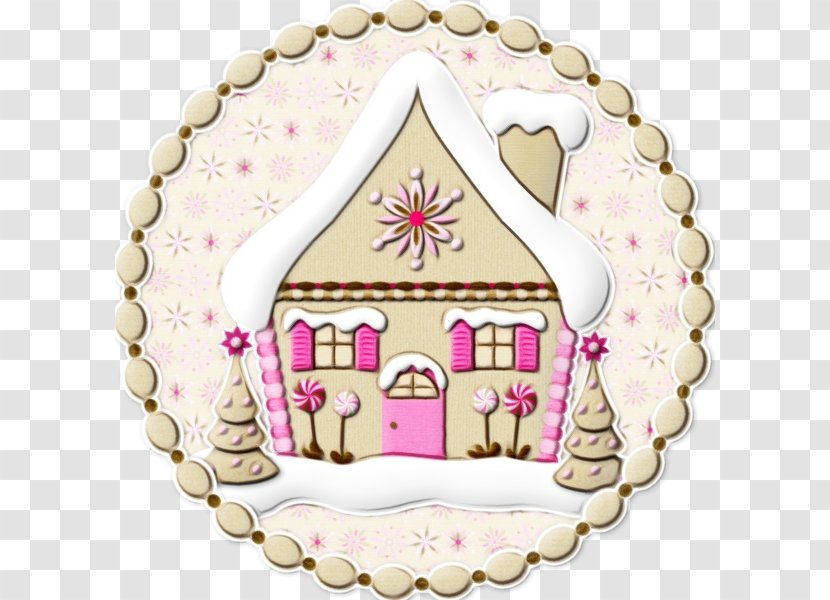 Watercolor Christmas - House - Icing Pink Transparent PNG