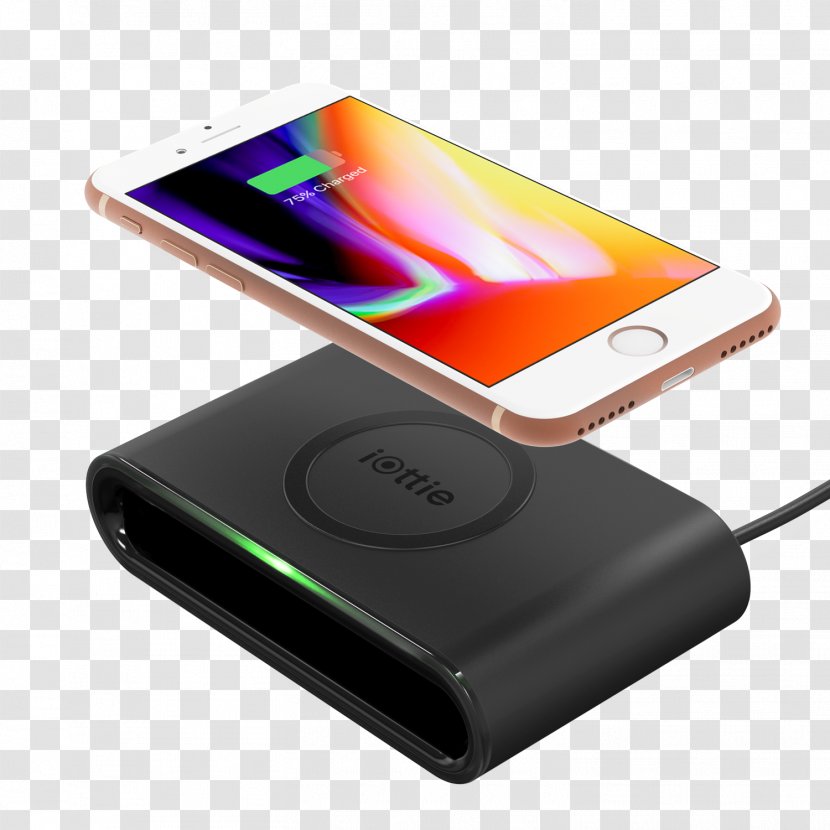 Battery Charger IPhone X 8 Plus Qi Inductive Charging - Electronic Device - Smartphone Transparent PNG