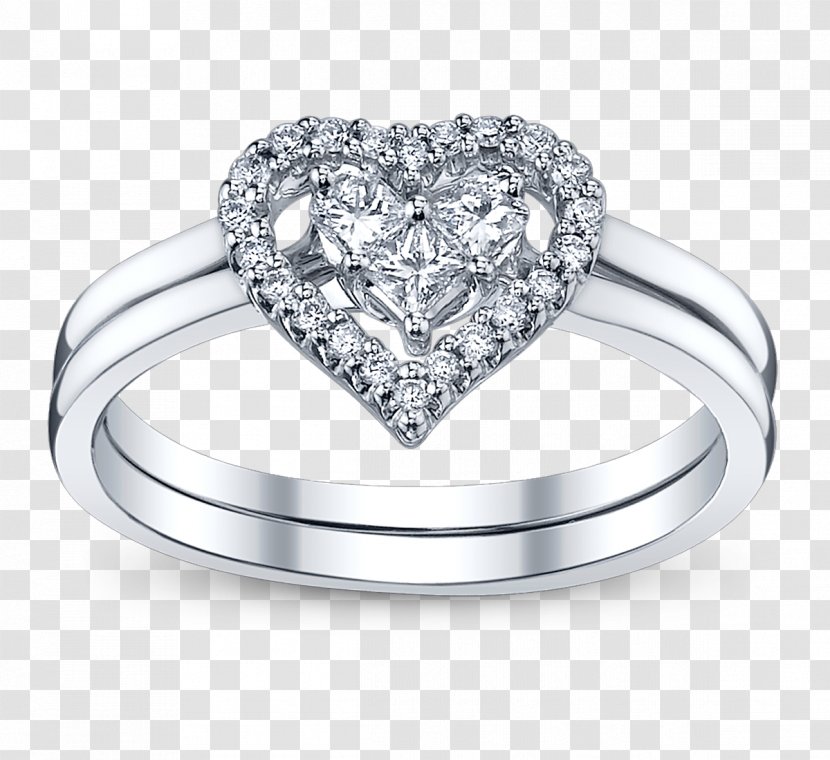 Engagement Ring Wedding Diamond Heart - Gold - And Bow Rings Transparent PNG