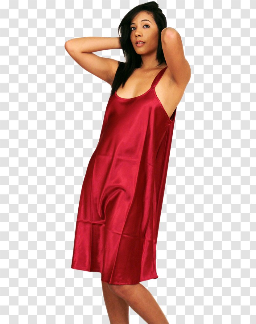 Satin Shoulder Nightwear Fashion Maroon - Day Dress - Medium Length Denim Skirt Transparent PNG