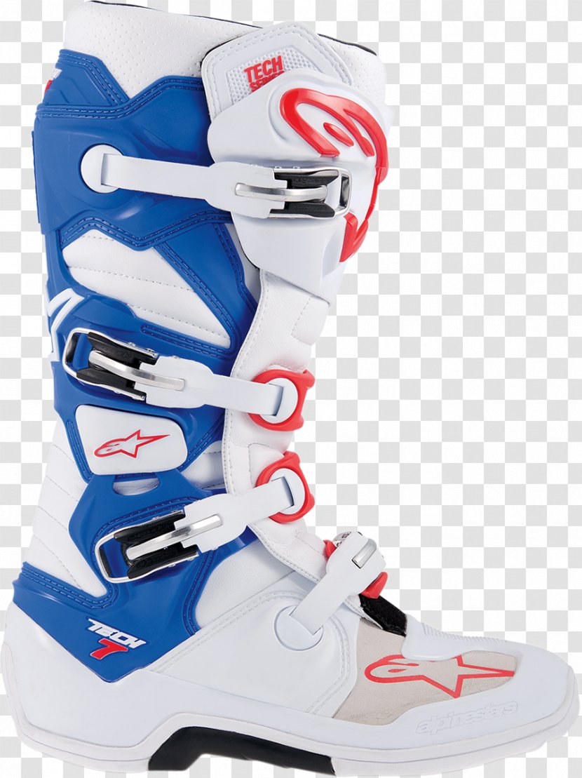 Ski Boots Alpinestars White Motocross Blue - Boot Transparent PNG