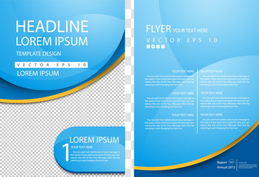Flyer Brochure - Vector Business Blue Curve Transparent PNG