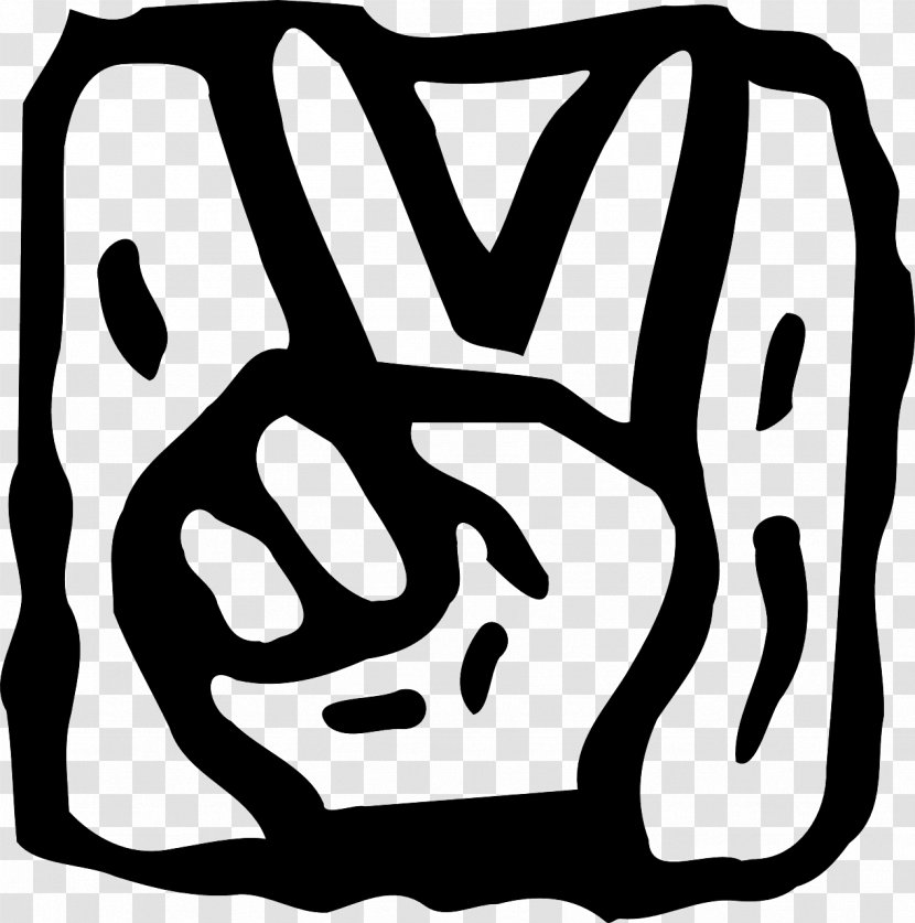 Countdown V Sign Finger Clip Art - Black - Finger-counting Transparent PNG