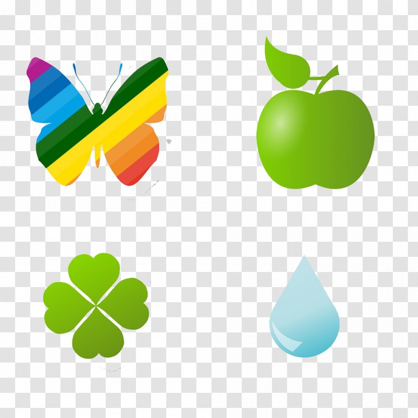 Drop Icon - Heart - Cartoon Nature Butterfly Clover Apple Drops Transparent PNG