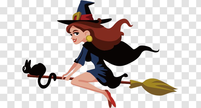Witchcraft Download - Witch Riding A Broom Transparent PNG
