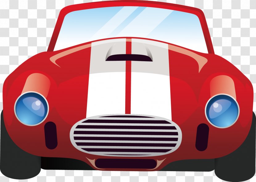 Sports Car Red - Automotive Design - Vector Retro Transparent PNG