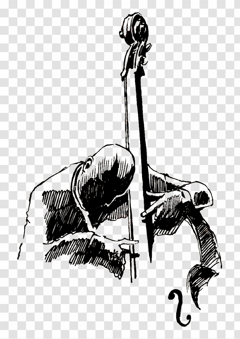 Vector Graphics Drawing Double Bass Musician Jazz - Tree - Musical Instruments Transparent PNG