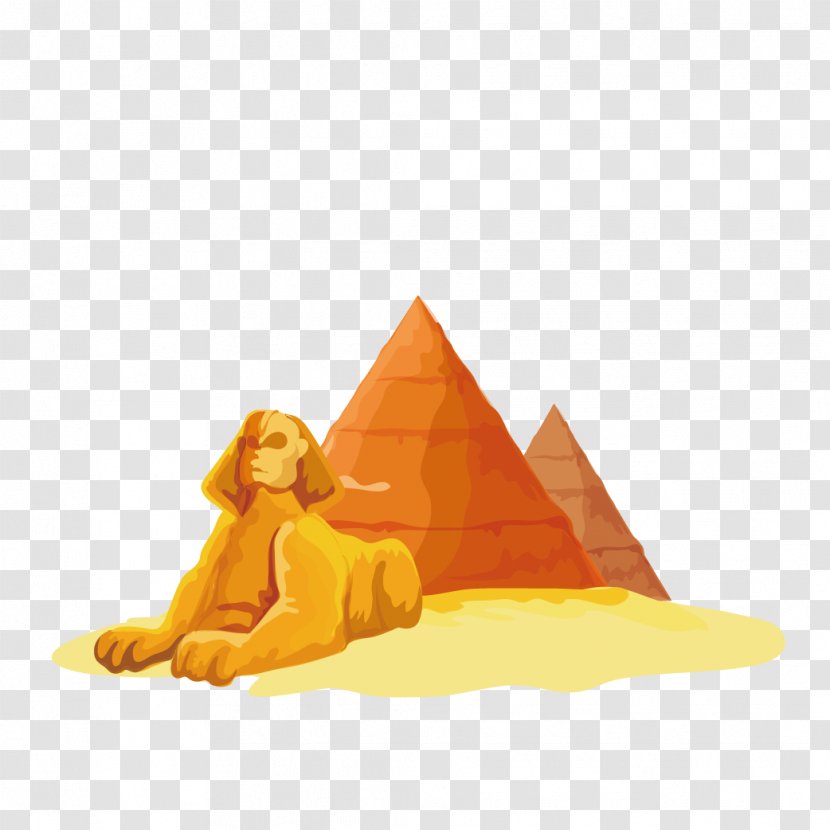 Great Sphinx Of Giza Egyptian Pyramids Euclidean Vector - Yellow - Pyramid Transparent PNG