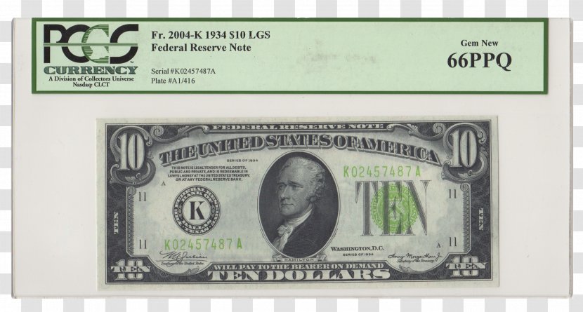 United States Ten-dollar Bill One-dollar Silver Certificate Dollar Banknote - Note Transparent PNG