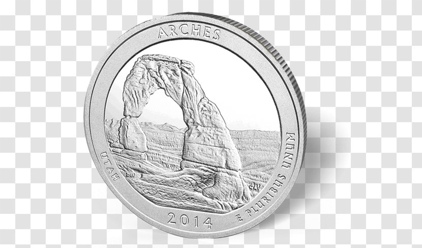 Arches National Park Quarter America The Beautiful Silver Bullion Coins - Heart Transparent PNG