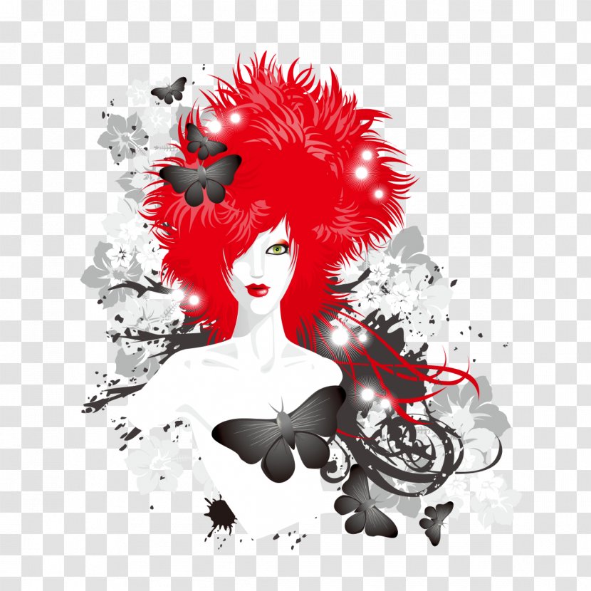 Hair Euclidean Vector Woman - Red - Non-mainstream Women Transparent PNG