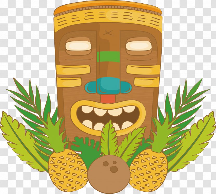 Pineapple Adobe Illustrator - Totem - A Decorative Mask Of Leaves Transparent PNG