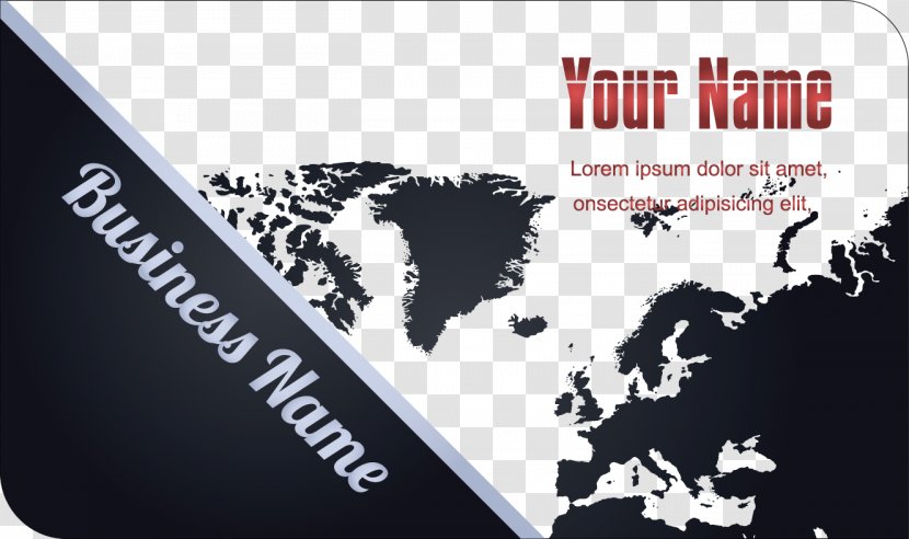 Earth Globe World Map Vector - Grayscale - Creative Business Card Template Transparent PNG