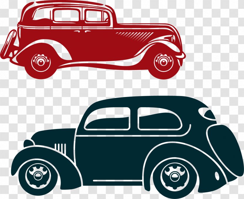 Cartoon - Compact Car - Classic Cars Posters Vector Elements Transparent PNG