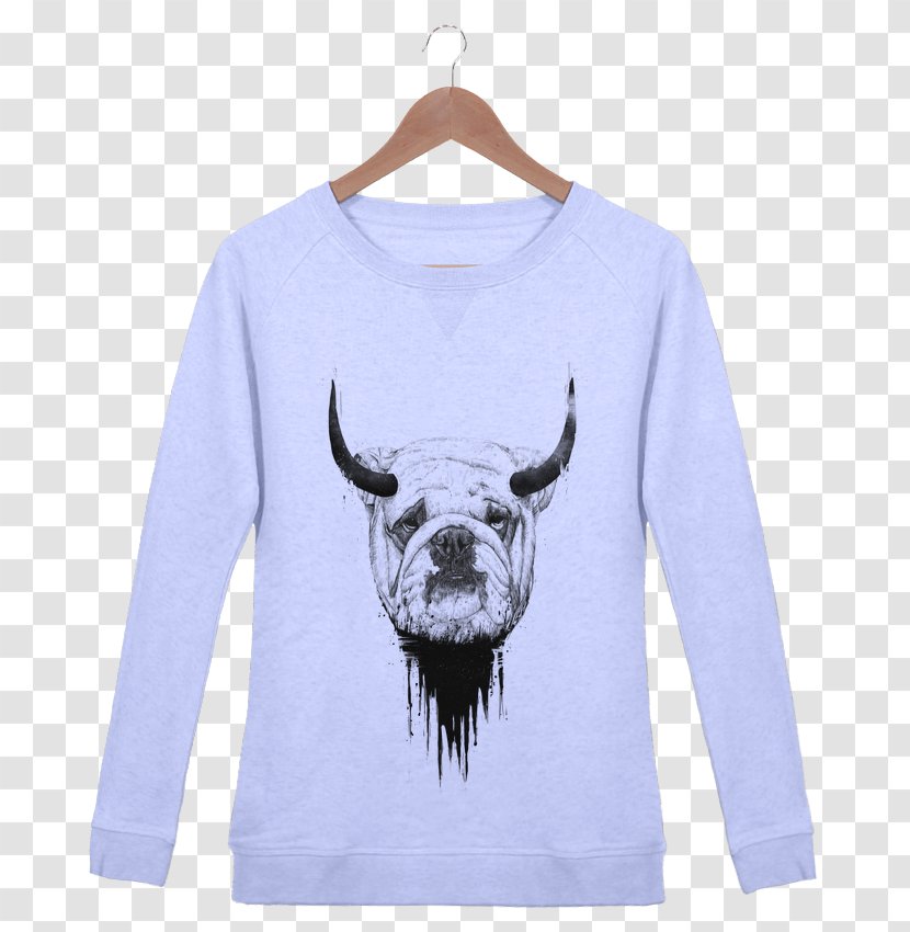 T-shirt Sweater Bluza Collar Crew Neck - Light Bulldog Transparent PNG