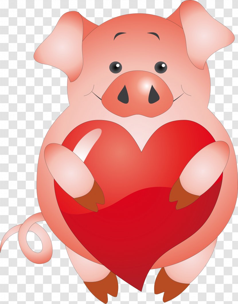 Miniature Pig Valentine's Day Clip Art - Frame Transparent PNG