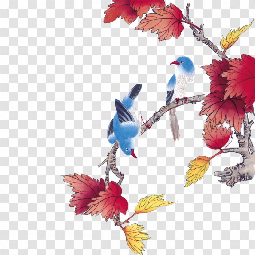 U4e2du56fdu753bxb7u82b1u9e1f Chinese Painting Bird-and-flower Gongbi - Birds In The Branches Transparent PNG