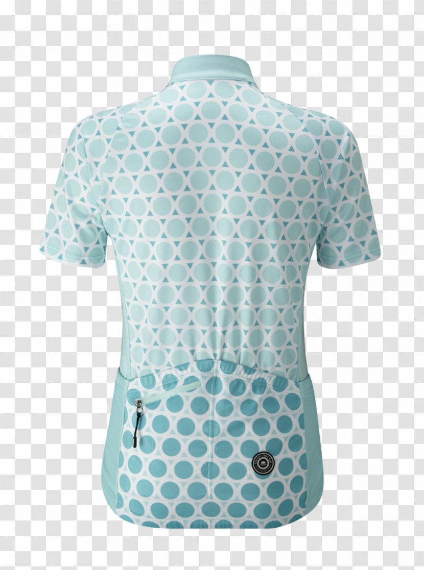 Blouse Polka Dot Neck Collar Sleeve - Blue - Button Transparent PNG