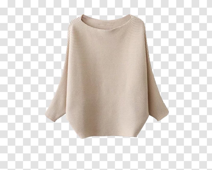 Shoulder Sleeve Beige Wool - Sweater Transparent PNG