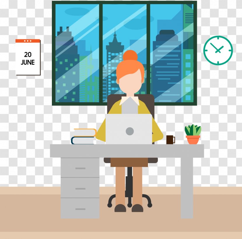 Desk Workplace Businessperson - Communication - Business Ms. Serious Work Vector Material Transparent PNG