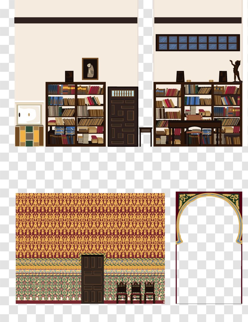 Bookcase Shelf Rectangle Flooring - Casa Papel Transparent PNG