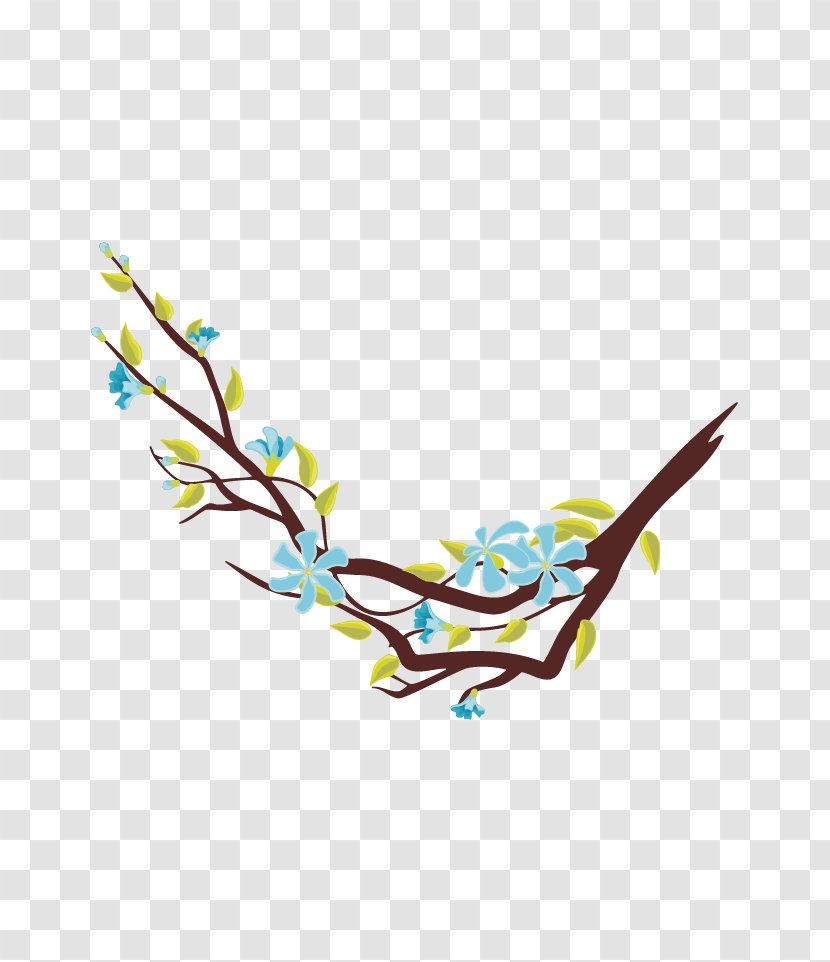 Flower Tree Euclidean Vector - Computer Graphics - Red Twig Blue Floral Decorations Transparent PNG
