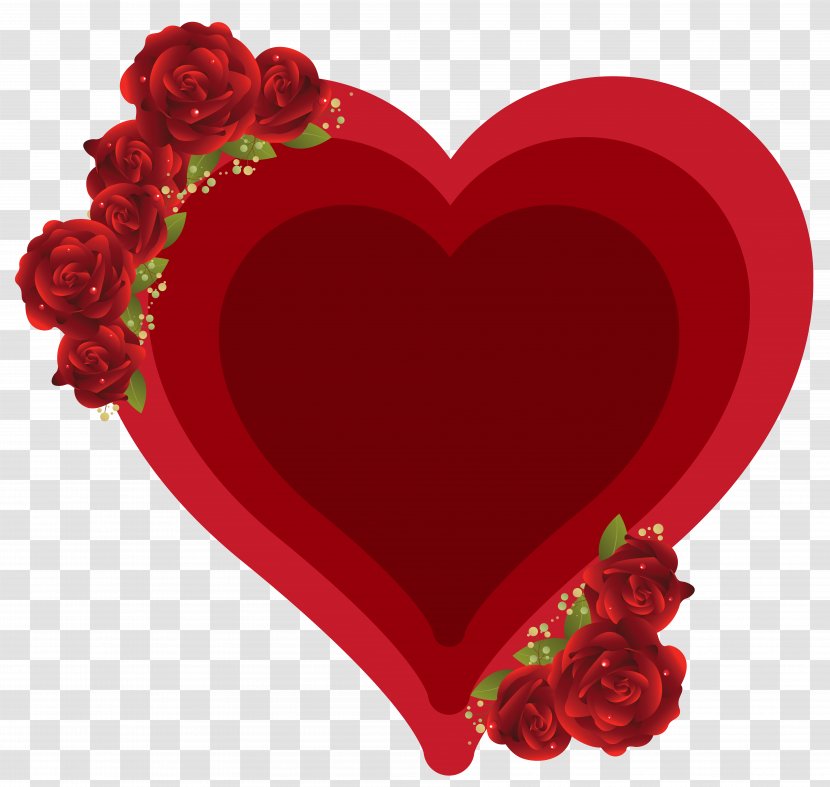 Heart Clip Art - Red - Deco With Roses Clipart Picture Transparent PNG