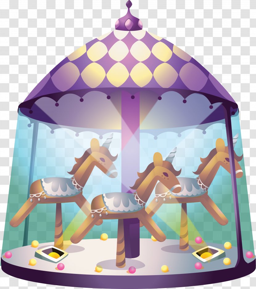 Horse Carousel Illustration Amusement Park Vector Graphics Transparent PNG