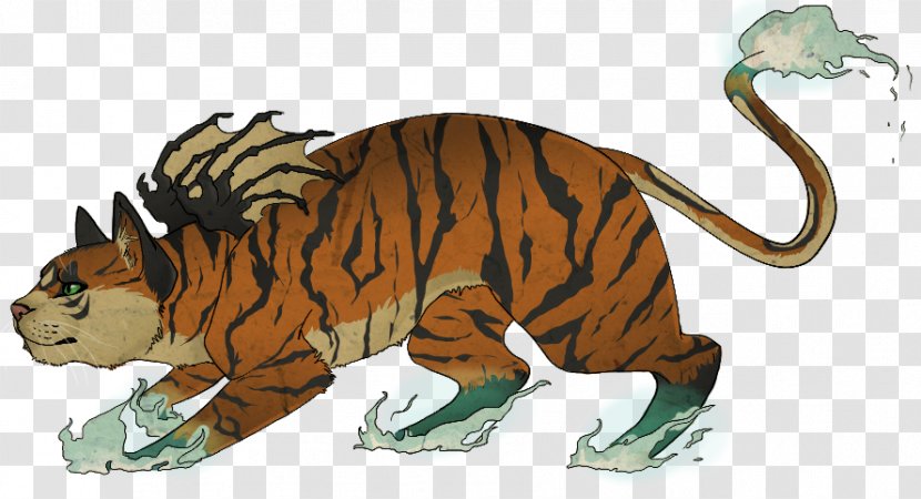 Tiger Cat Terrestrial Animal Cartoon - Fiction Transparent PNG